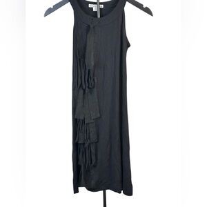 Whitlaw & Hawkins Black Midi Dress Size 10 Asymmetrical Ruffle Detail